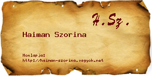 Haiman Szorina névjegykártya